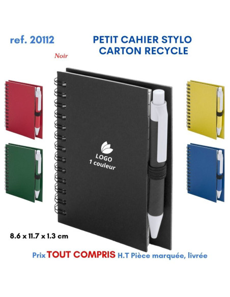 PETIT CAHIER 8.6 x 11.7 cm STYLO CARTON RECYCLE REF 20112 20112 Carnet personnalisé  2,50 €