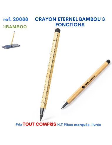 CRAYON ETERNEL BAMBOU 3 FONCTIONS REF 20088 20088 Stylos Bois, carton, recyclé  2,50 €