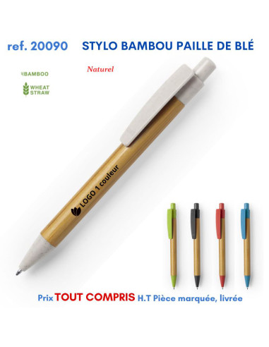 STYLO BAMBOU PAILLE DE BLE REF 20090 20090 Stylos Bois, carton, recyclé  1,84 €