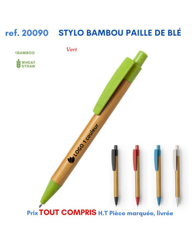 STYLO BAMBOU PAILLE DE BLE REF 20090 20090 Stylos Bois, carton, recyclé  1,84 €