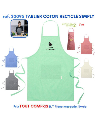 TABLIER COTON RECYCLÉ SIMPLY REF 20095 20095 TABLIERS DE CUISINE PERSONNALISES PUBLICITAIRES  5,93 €