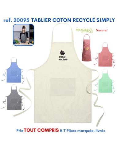 TABLIER COTON RECYCLÉ SIMPLY REF 20095 20095 TABLIERS DE CUISINE PERSONNALISES PUBLICITAIRES  5,93 €