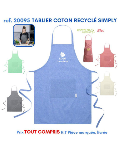 TABLIER COTON RECYCLÉ SIMPLY REF 20095 20095 TABLIERS DE CUISINE PERSONNALISES PUBLICITAIRES  5,93 €