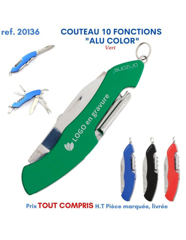 COUTEAU 10 FONCTIONS ALU COLOR REF 20136 20136 ARTICLES PUBLICITAIRES POUR LE VIN  4,39 €