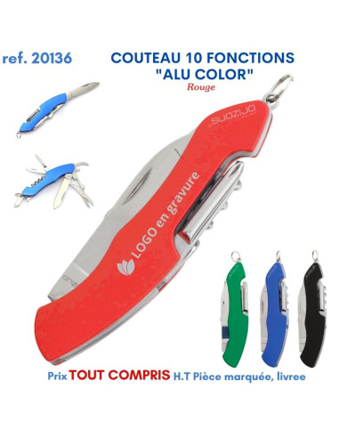 COUTEAU 10 FONCTIONS ALU COLOR REF 20136 20136 ARTICLES PUBLICITAIRES POUR LE VIN  4,39 €