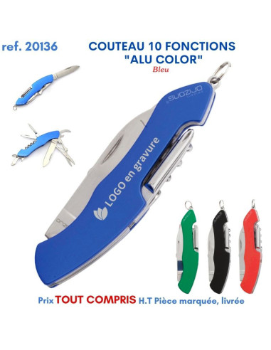 COUTEAU 10 FONCTIONS ALU COLOR REF 20136 20136 ARTICLES PUBLICITAIRES POUR LE VIN  4,39 €