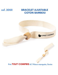 BRACELET AJUSTABLE COTON BAMBOU REF 20151 20151 lacet tour de cou publicitaire  1,76 €