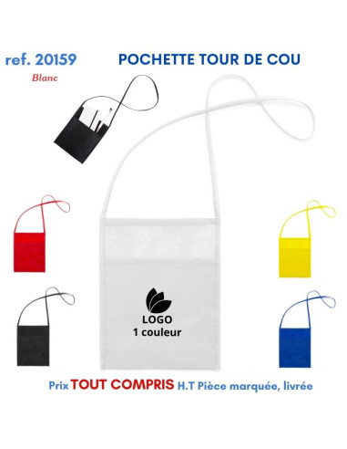 POCHETTE TOUR DE COU REF 20159 20159 lacet tour de cou publicitaire  2,09 €