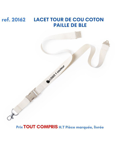 LACET TOUR DE COU COTON PAILLE DE BLE PP REF 20162 20162 lacet tour de cou publicitaire  2,40 €