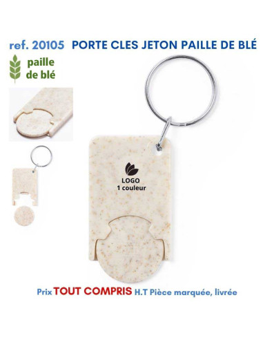 PORTE CLES JETON PAILLE DE BLE REF 20105 20105 PORTE CLES PLASTIQUE  0,99 €