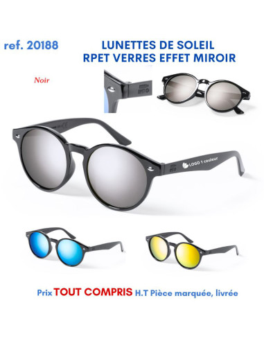 LUNETTES DE SOLEIL RPET VERRE EFFET MIROIR REF 20188 20188 LOISIRS - PLAGE : OBJET PUBLICITAIRE  4,90 €