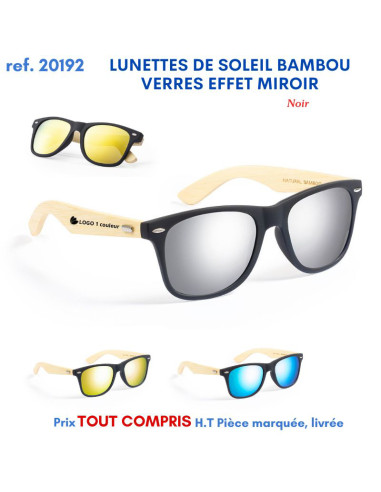 LUNETTES DE SOLEIL BAMBOU VERRE COLOR EFFET MIROIR REF 20192 20192 LOISIRS - PLAGE : OBJET PUBLICITAIRE  5,66 €