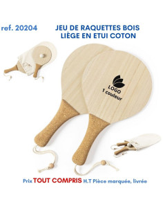 JEU DE RAQUETTES BOIS LIEGE EN ETUI COTON REF 20204 20204 JEUX - ENFANTS : OBJETS PUBLICITAIRES  11,13 €