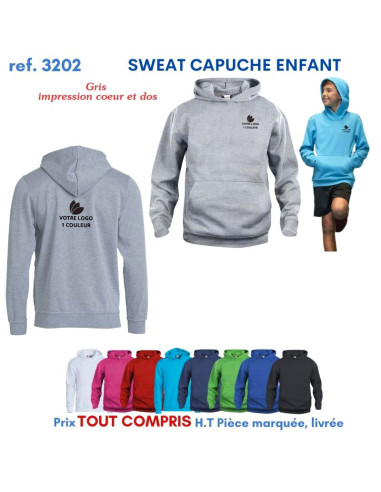 SWEAT CAPUCHE ENFANTS REF 3202 3202 SWEAT PUBLICITAIRES PERSONNALISES  11,42 €