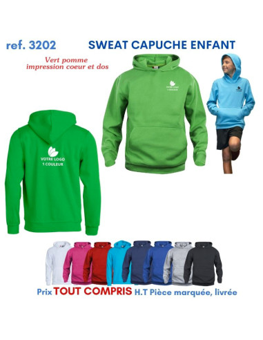 SWEAT CAPUCHE ENFANTS REF 3202 3202 SWEAT PUBLICITAIRES PERSONNALISES  11,42 €