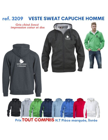 VESTE SWEAT HOMME CAPUCHE REF 3209 3209 SWEAT PUBLICITAIRES PERSONNALISES  18,60 €