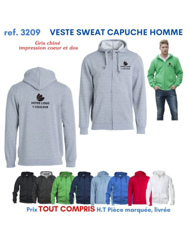 VESTE SWEAT HOMME CAPUCHE REF 3209 3209 SWEAT PUBLICITAIRES PERSONNALISES  18,60 €