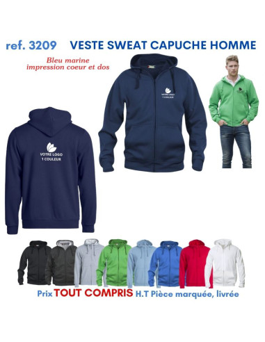 VESTE SWEAT HOMME CAPUCHE REF 3209 3209 SWEAT PUBLICITAIRES PERSONNALISES  18,60 €