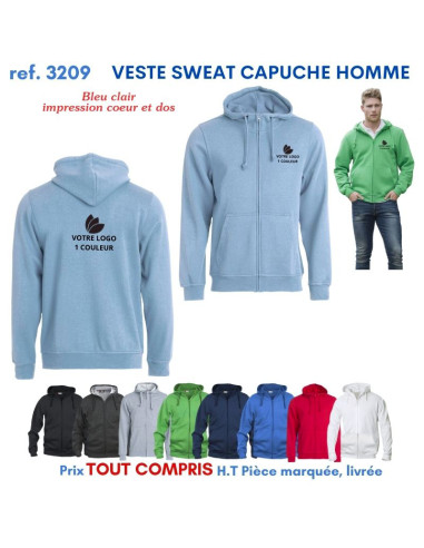 VESTE SWEAT HOMME CAPUCHE REF 3209 3209 SWEAT PUBLICITAIRES PERSONNALISES  18,60 €