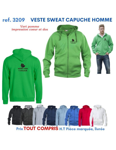 VESTE SWEAT HOMME CAPUCHE REF 3209 3209 SWEAT PUBLICITAIRES PERSONNALISES  18,60 €