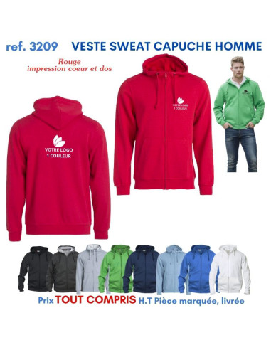 VESTE SWEAT HOMME CAPUCHE REF 3209 3209 SWEAT PUBLICITAIRES PERSONNALISES  18,60 €