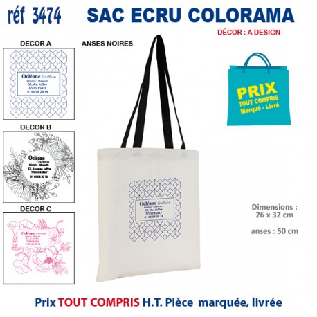 PETIT SAC ECRU COLORAMA REF 3474 3474 SACS SHOPPING - TOTEBAG  2,55 €