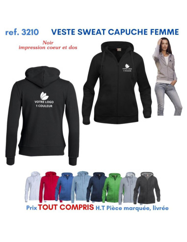 VESTE SWEAT FEMME CAPUCHE REF 3210 3210 SWEAT PUBLICITAIRES PERSONNALISES  18,60 €