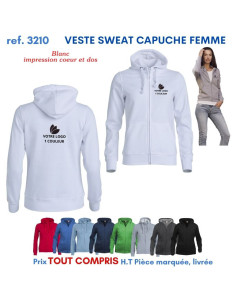 VESTE SWEAT FEMME CAPUCHE REF 3210 3210 SWEAT PUBLICITAIRES PERSONNALISES  18,60 € 2