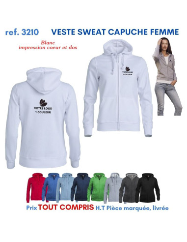 VESTE SWEAT FEMME CAPUCHE REF 3210 3210 SWEAT PUBLICITAIRES PERSONNALISES  18,60 €