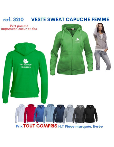 VESTE SWEAT FEMME CAPUCHE REF 3210 3210 SWEAT PUBLICITAIRES PERSONNALISES  18,60 €