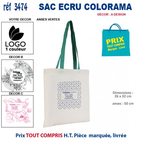 PETIT SAC ECRU COLORAMA REF 3474 3474 SACS SHOPPING - TOTEBAG  2,55 €