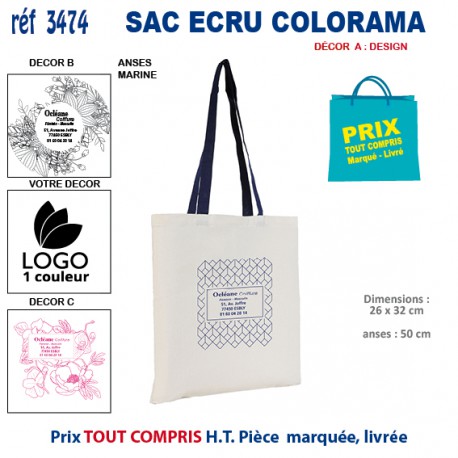 PETIT SAC ECRU COLORAMA REF 3474 3474 SACS SHOPPING - TOTEBAG  2,60 €