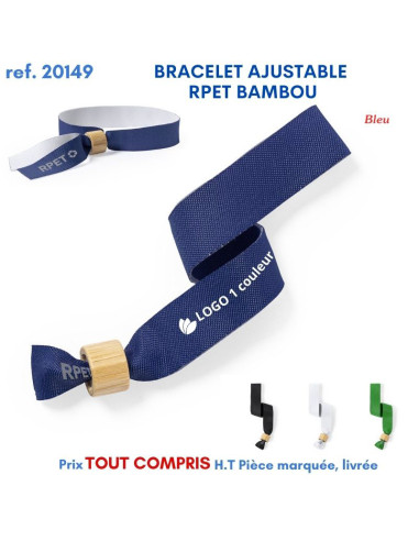 BRACELET AJUSTABLE RPET BAMBOU REF 20149 20149 lacet tour de cou publicitaire  1,75 €