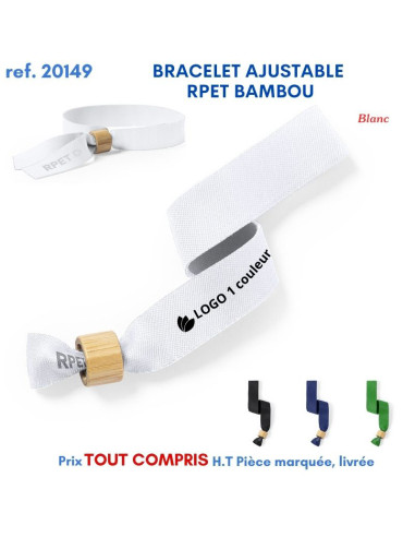 BRACELET AJUSTABLE RPET BAMBOU REF 20149 20149 lacet tour de cou publicitaire  1,75 €