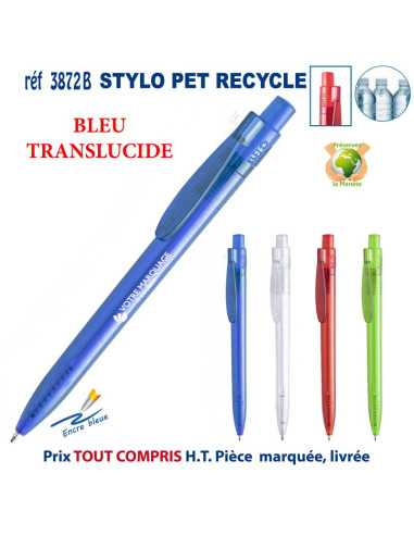 STYLO TRANSLUCIDE PET RECYCLE REF 3872 B 3872 B Stylos plastiques  0,88 €