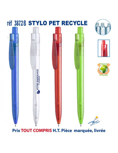 STYLO TRANSLUCIDE PET RECYCLE REF 3872 B 3872 B Stylos plastiques  0,88 €