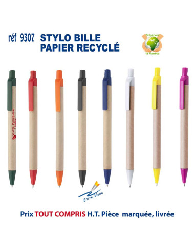 STYLO BILLE CARTON RECYCLE REF 9307 9307 Stylos plastiques  0,72 €