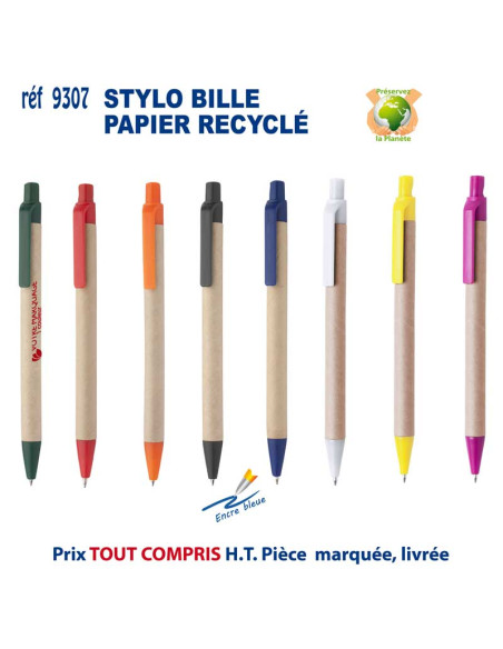 STYLO BILLE CARTON RECYCLE REF 9307 9307 Stylos plastiques  0,72 €