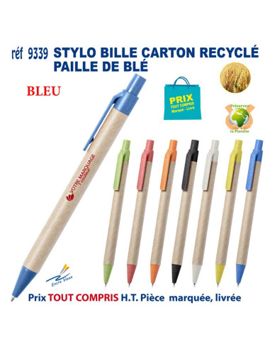 STYLO BILLE CARTON RECYCLE PAILLE DE BLE REF 9339 9339 Stylos plastiques  0,84 €