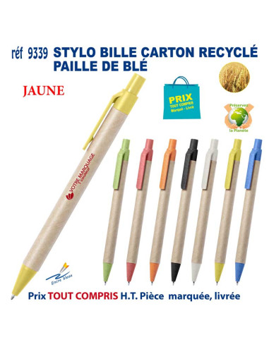 STYLO BILLE CARTON RECYCLE PAILLE DE BLE REF 9339 9339 Stylos plastiques  0,84 €