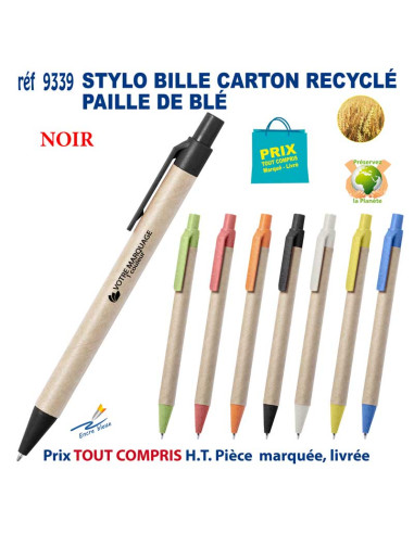 STYLO BILLE CARTON RECYCLE PAILLE DE BLE REF 9339 9339 Stylos plastiques  0,84 €