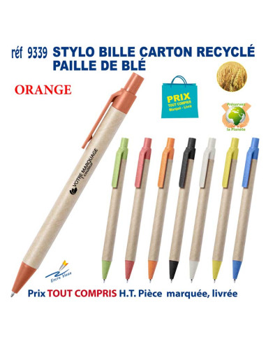 STYLO BILLE CARTON RECYCLE PAILLE DE BLE REF 9339 9339 Stylos plastiques  0,84 €