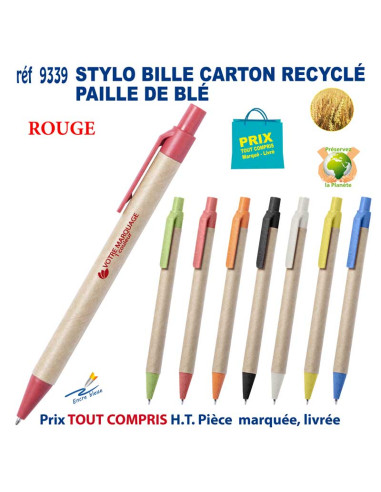 STYLO BILLE CARTON RECYCLE PAILLE DE BLE REF 9339 9339 Stylos plastiques  0,84 €