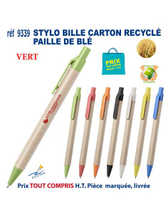 STYLO BILLE CARTON RECYCLE PAILLE DE BLE REF 9339 9339 Stylos plastiques  0,84 € 2