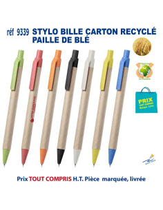 STYLO BILLE CARTON RECYCLE PAILLE DE BLE REF 9339 9339 Stylos plastiques  0,84 €