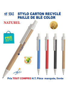 STYLO CARTON RECYCLE COLOR PAILLE DE BLE REF 9343 9343 Stylos plastiques  0,78 € 2