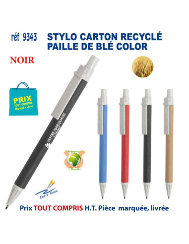 STYLO CARTON RECYCLE COLOR PAILLE DE BLE REF 9343 9343 Stylos plastiques  0,78 €