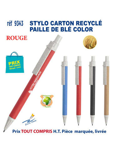 STYLO CARTON RECYCLE COLOR PAILLE DE BLE REF 9343 9343 Stylos plastiques  0,78 €