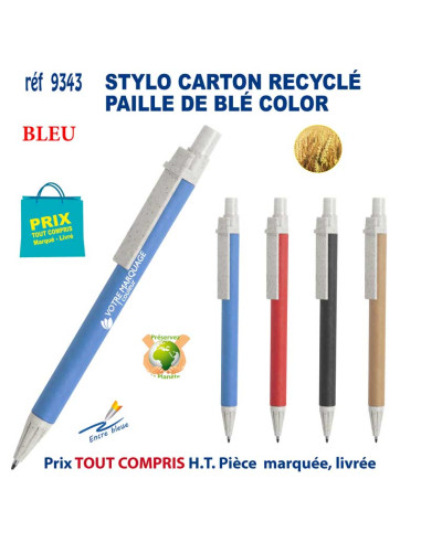 STYLO CARTON RECYCLE COLOR PAILLE DE BLE REF 9343 9343 Stylos plastiques  0,78 €