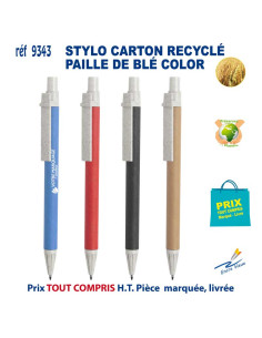 STYLO CARTON RECYCLE COLOR PAILLE DE BLE REF 9343 9343 Stylos plastiques  0,78 €